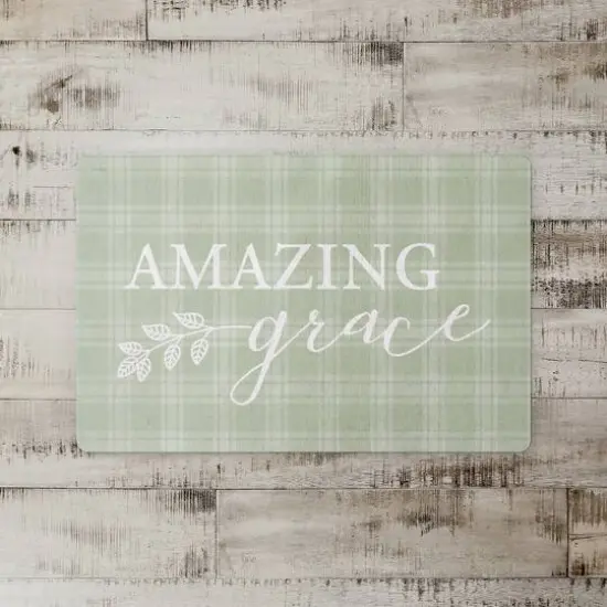 Amazing Grace Green Plaid 27" x 18" Floor Mat {3}