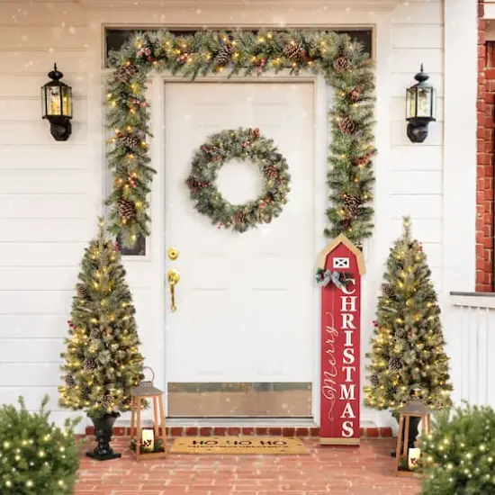 Glitzhome&reg; 42" "Merry Christmas" Wood Barn Porch Sign {5}