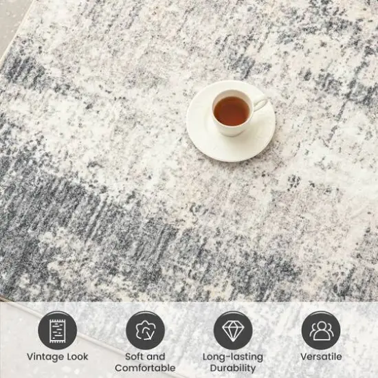 Glitzhome&reg; Abstract Area Rug Blue/Ivory/Tan {6}