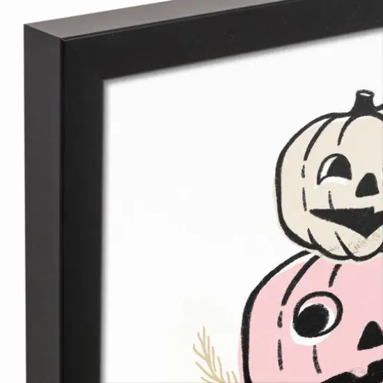 Pastel Pumpkin Stack Black Framed Canvas Wall Art {4}