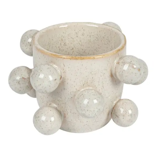 Hello Honey&reg; 4.25" Speckled Cream Round Stoneware Planter with Orbs {1}