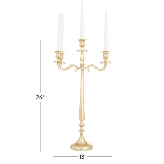Gold Aluminum Traditional Candelabra, 24" x 13" x 13" {9}