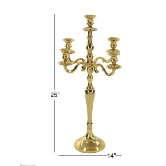 Gold Aluminum Traditional Candle Holder, 25" x 14" x 14" {7}