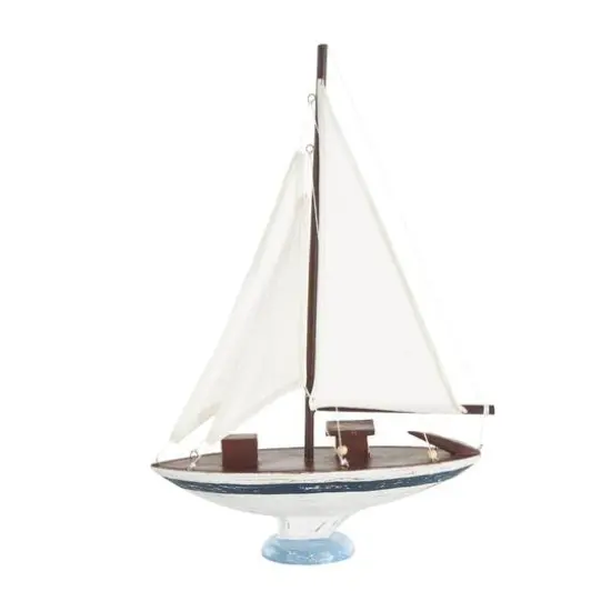 21" White Distressed Sail Boat Sculpture {9}