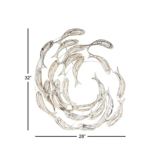 Silver Coastal Fish Wood Wall Decor, 32" x 28" {9}