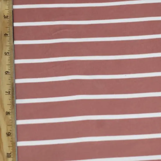 Fabric Merchants White Stripes on Mauve Double Brushed 4-Way Stretch Fabric {3}