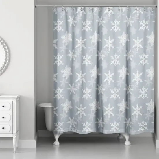 Blue Snowflake Pattern 71" x 74" Shower Curtain {3}