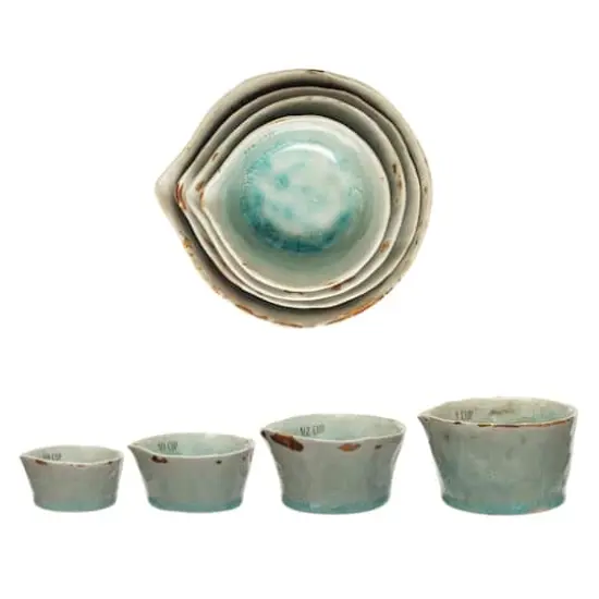 Hello Honey&reg; Green Stoneware Measuring Cups with Reactive Crackle Glaze, 4ct. {7}