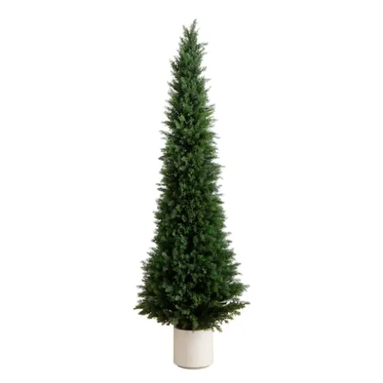 6ft. UV-Resistant Cedar Tree in White Planter {1}