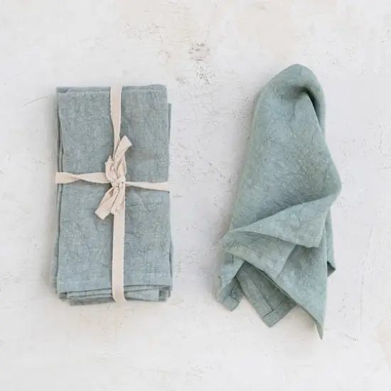 Hello Honey&reg; 18" Square Stonewashed Linen Dinner Napkins, 4ct. Mint {3}
