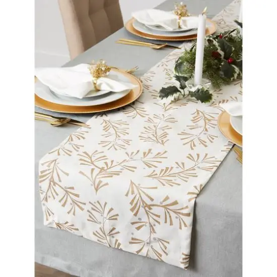 DII&reg; 108" Metallic Holly Leaves Table Runner {12}