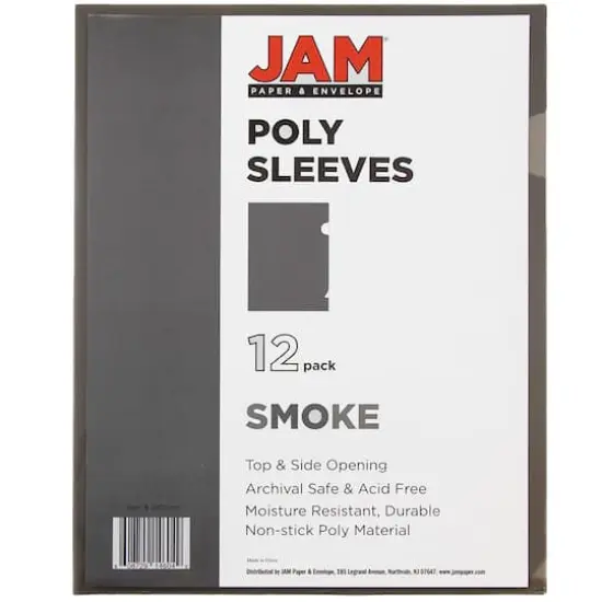 JAM Paper 9" x 11.5" Plastic Sleeve Page Protectors, 12ct. Smoke Gray {5}