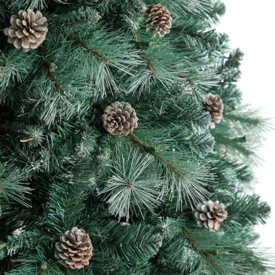 8ft. Pre-Lit Frosted British Columbia Mountain Pine Artificial Christmas Tree, Clear Lights {6}