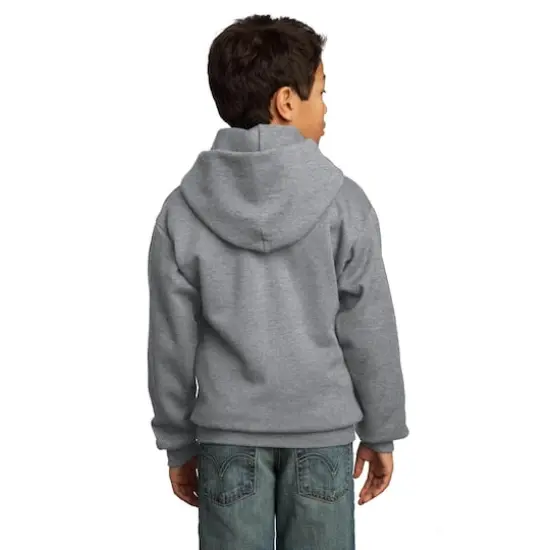 Port & Company&reg; Neutrals Youth Core Fleece Pullover Hooded Sweatshirt Athletic Heather {5}