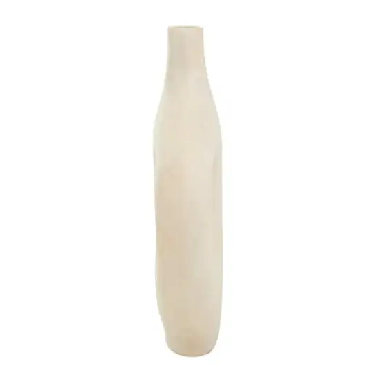 17" Beige Paper Mache Abstract Double Handle Vase {4}