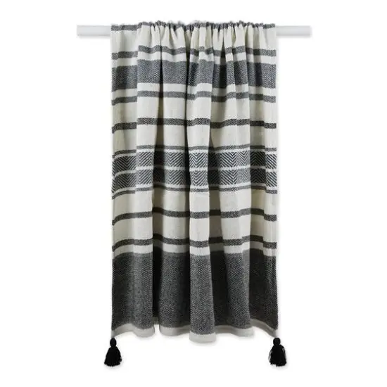 DII&reg; Black & Mineral 2-Tone Chevron Stripe Throw {8}