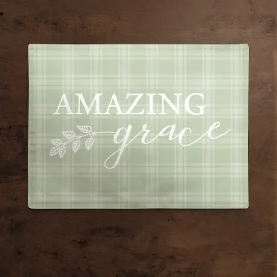 Amazing Grace Green Plaid 3 18" x 14" Poly Twill Placemat {3}
