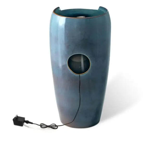Glitzhome&reg; 29" Ceramic Pot Fountain Turquoise {7}