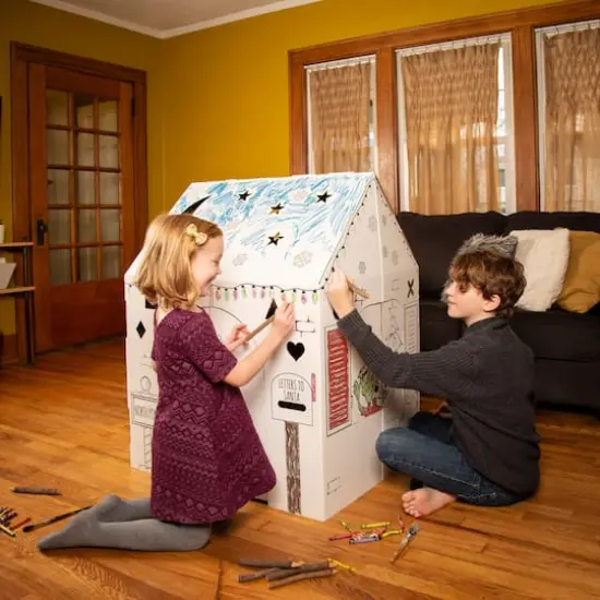 Easy Playhouse Holiday Cottage Cardboard Playhouse {3}