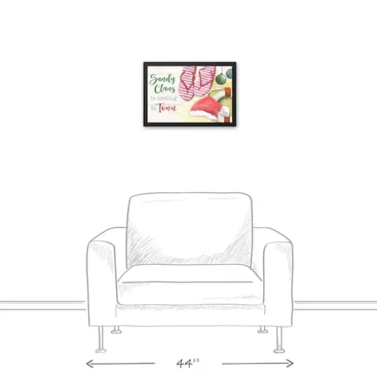 20" Sandy Claus is Coming Christmas Black Framed Wall Décor {4}
