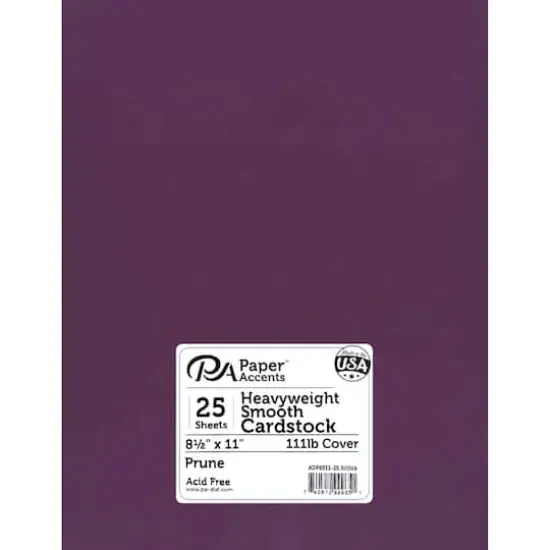 PA Paper&trade; Accents 8.5" x 11" Heavyweight Smooth Cardstock, 25 Sheets Prune {1}