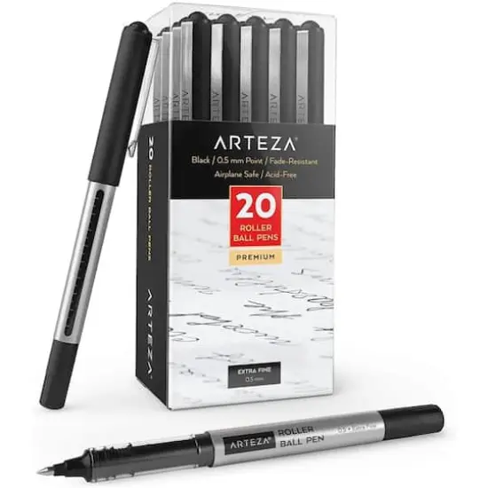 Arteza&reg; 0.5mm Extra Fine Black Roller Ball Pens, 20ct. {1}