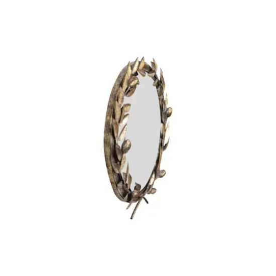 Hello Honey&reg; 18.5" Framed Round Antique Gold Metal Laurel Wreath Wall Mirror {6}