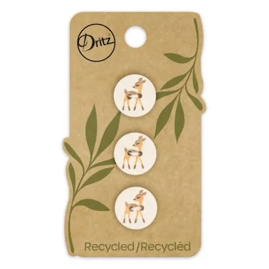 Dritz&reg; 15mm Natural Recycled Cotton Deer Button, 9ct. {1}