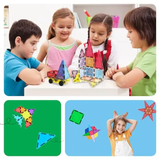 PicassoTiles 61-Piece Magnetic Tile Set with Windows & Doors {6}