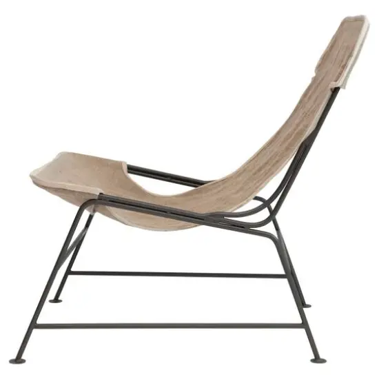 Hello Honey&reg; Reclined Linen Sling Chair with Metal Frame {4}