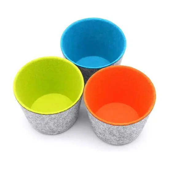 Welaxy Felt 3 Piece Orange, Green & Turquoise Storage Cups {3}
