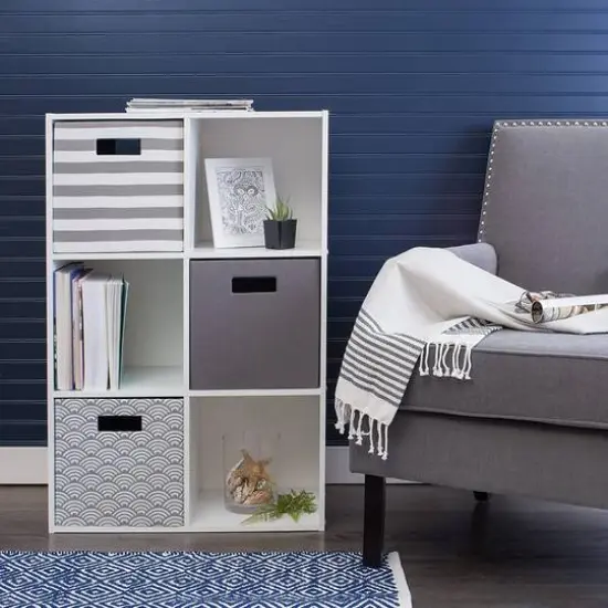 DII&reg; 11" Polyester Stripes Storage Cube Gray {4}