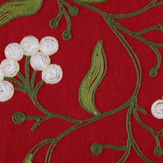 DII&reg; 70" Red Mistletoe Embroidered Table Runner {6}