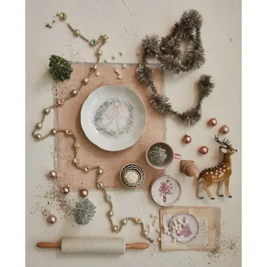 Hello Honey&reg; 10.5" Multicolor Wreath Stoneware Dinner Bowls with Gold Electroplating, 2ct. {3}