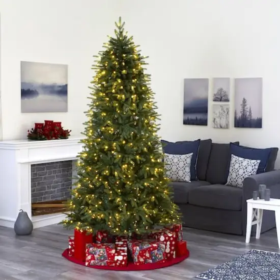 8ft. Pre-Lit Vancouver Fir Natural Look Artificial Christmas Tree with Clear LED Lights {3}