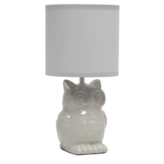 Simple Designs 13" Ceramic Owl Table Lamp Gray {1}