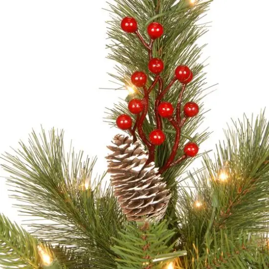 4ft. Pre-Lit Feel Real&reg; Bristle Berry Artificial Entrance Christmas Tree, Clear Lights {5}