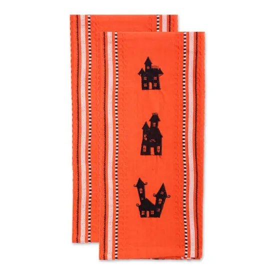 DII&reg; Haunted Houses Embroidered Dishtowel Set {4}