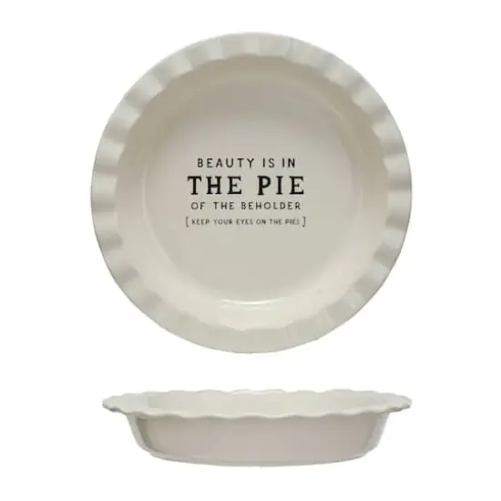Hello Honey&reg; White 11.25" Round Stoneware Pie Dish {3}