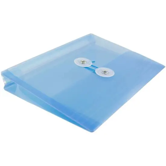 JAM Paper 5.5" x 7.5" Button & String Tie Closure Plastic Envelopes, 12ct. Blue {6}