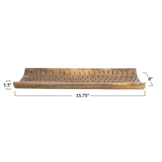 Hello Honey&reg; 16" Natural Boho Hand Carved Curved Wood Tray {6}