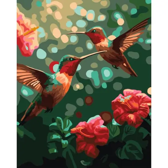 8" x 10" Hummingbirds Paint-by-Number Kit with Wood Display Hanger by Artist's Loft&reg; {1}