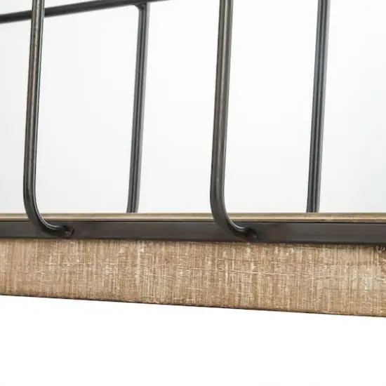 Glitzhome&reg; 31.5" Farmhouse Wooden & Metal Windowpane Rectangular Wall Mirror {7}