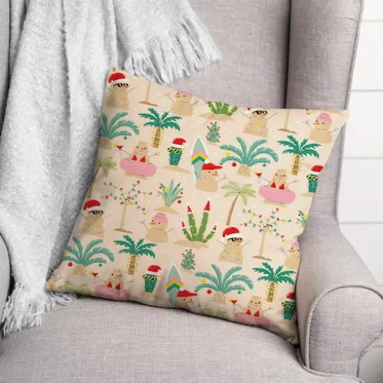 Sand Snowmen Throw Pillow {3}