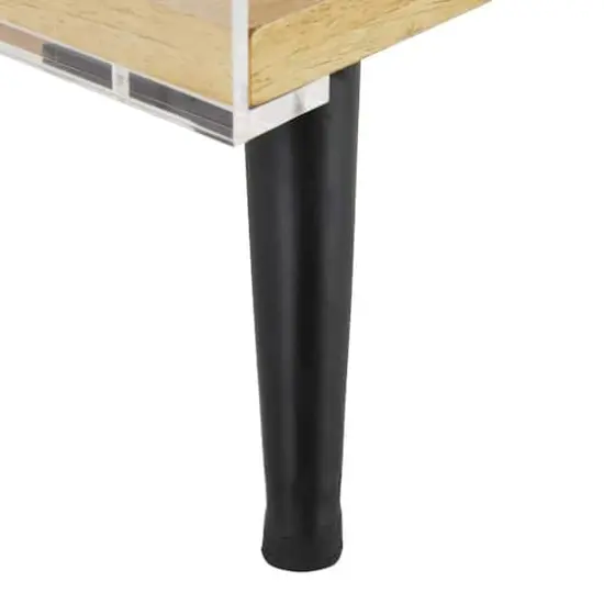 23" Clear Acrylic 1-Shelf Accent Table with Wood Base & Black Legs {5}