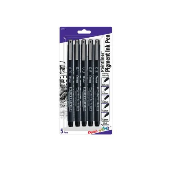Pentel Arts&reg; Pointliner&trade; Assorted 5 Pen Set, Black {1}