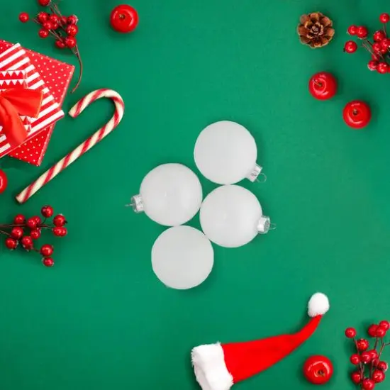 9ct. 2.5" Shiny and Matte White Glass Ball Christmas Ornaments {4}