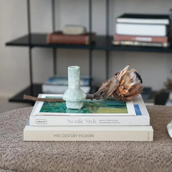 Hello Honey&reg; 4.5" White & Green Verdant Marble Taper Candle Holder {3}