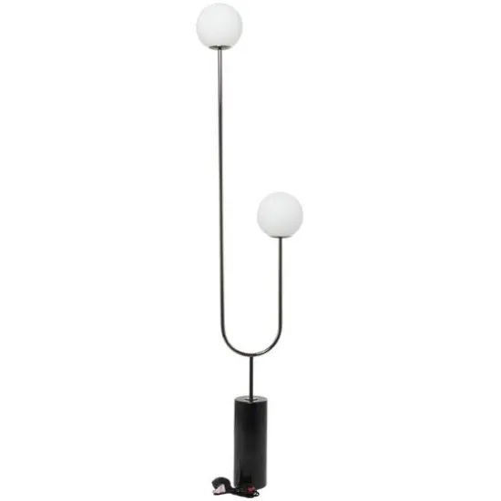 73" 2 Orb Light Floor Lamp with Marble Base Black {6}