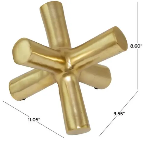 10" Gold Aluminum Jack Abstract Sculpture {6}